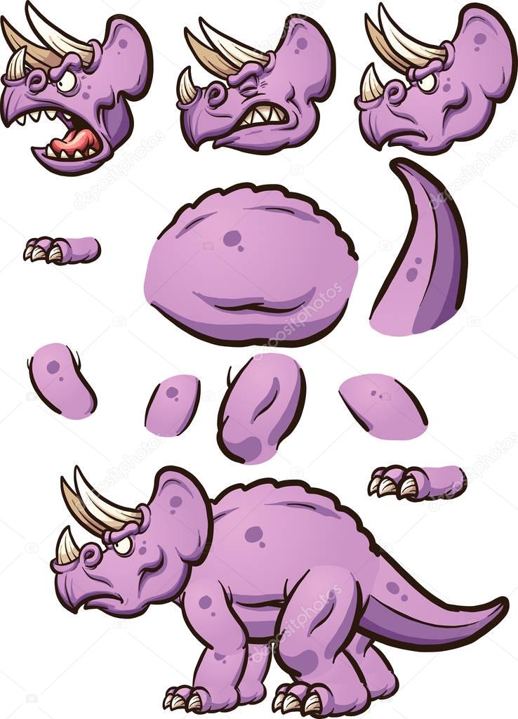Cartoon triceratops pieces