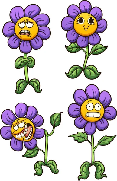 Purple cartoon flower — Stock Vector