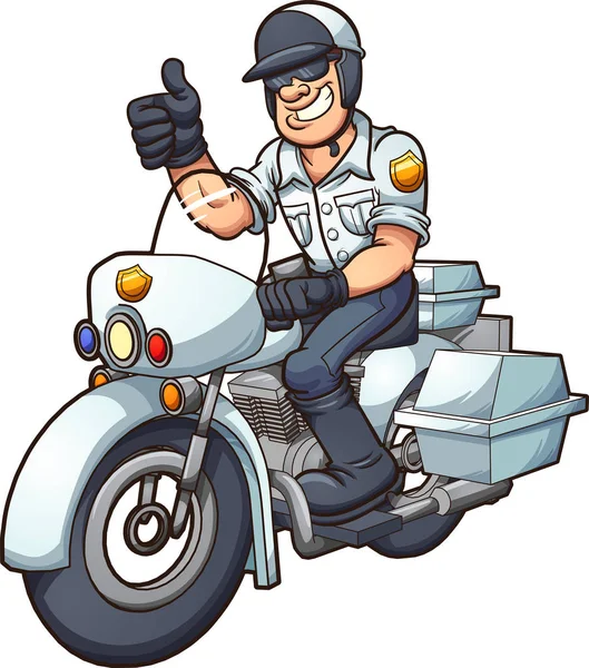 Polícia de moto dos desenhos animados — Vetor de Stock
