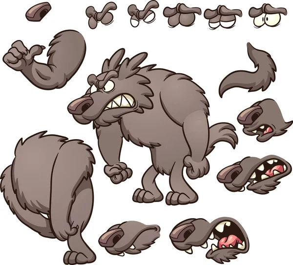 Perro lobo de dibujos animados — Vector de stock