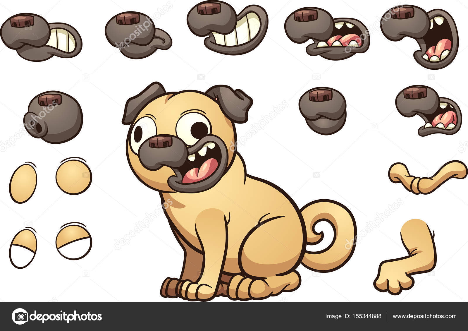 Cartoon pug dog Stock Vector Image by ©memoangeles #155344888