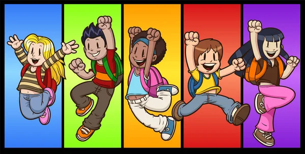Enfants de dessin animé sautant — Image vectorielle