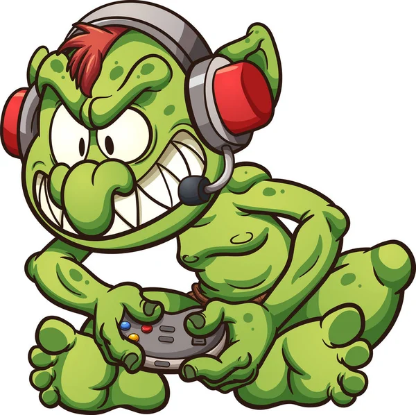 Cartoon onda gamer troll — Stock vektor