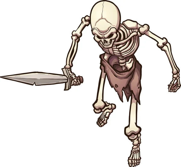 Skeleton warrior bovenaanzicht — Stockvector