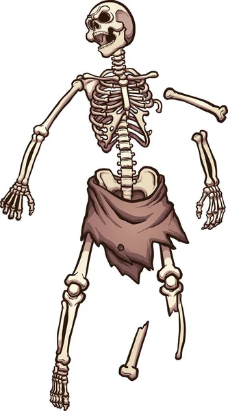 Cartone animato scheletro rotto — Vettoriale Stock