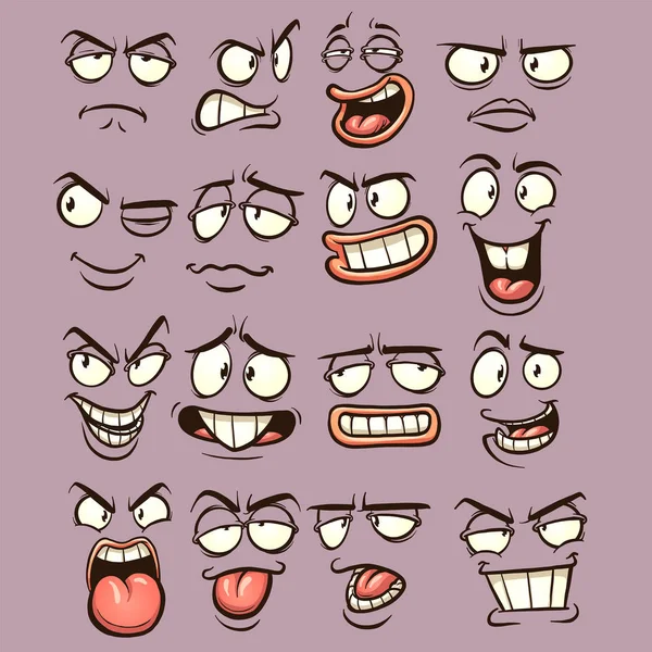 Caras engraçadas dos desenhos animados — Vetor de Stock