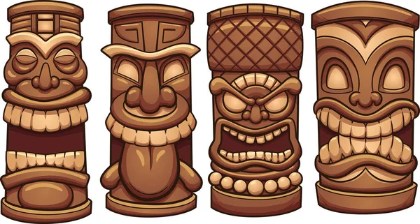 Cartoon tiki totems — Stockvector