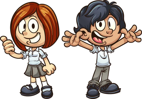 Cartoon schoolkinderen — Stockvector