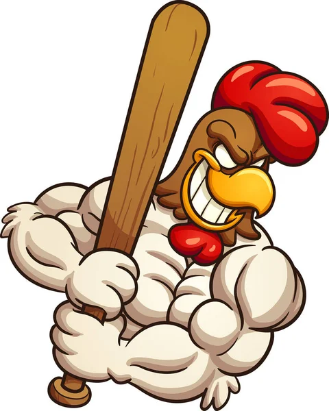 Mascota gallo de béisbol — Vector de stock