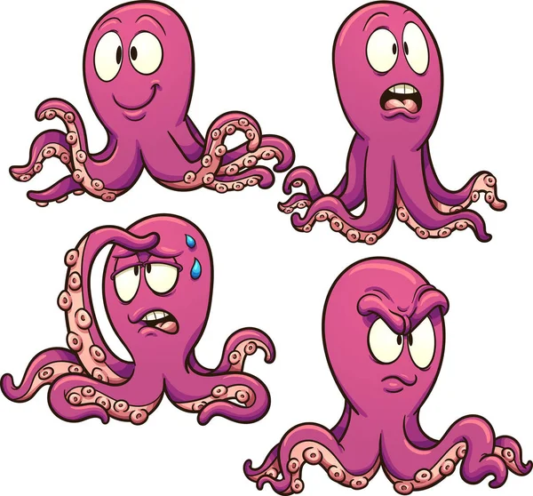 Purple cartoon octopus — Stock Vector