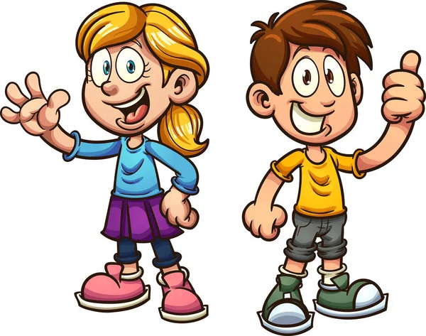 Lindos niños dibujos animados — Vector de stock