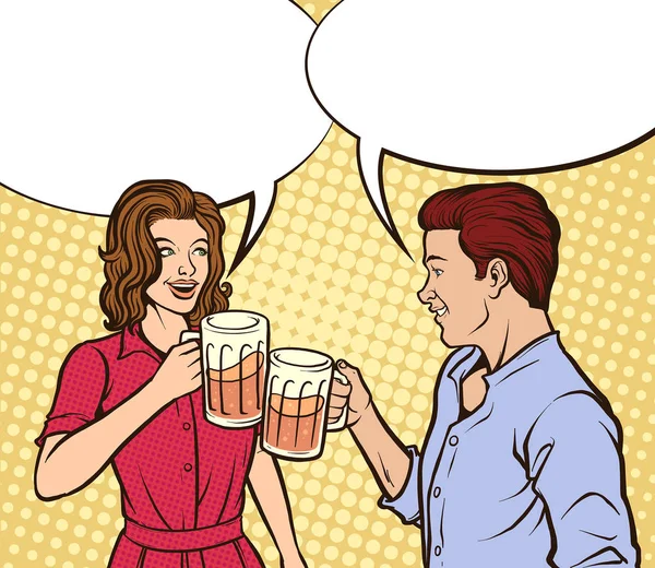 Ζευγάρι πίνοντας μπύρα — Διανυσματικό Αρχείο
