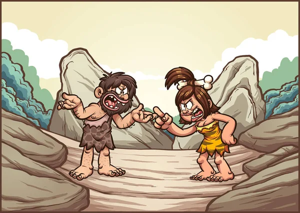 Couple Caveman argumenter — Image vectorielle