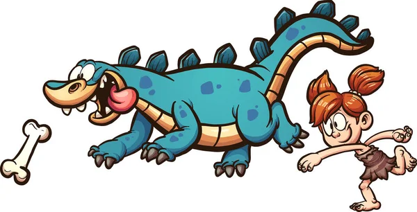 Dinozor ile oynayan kız