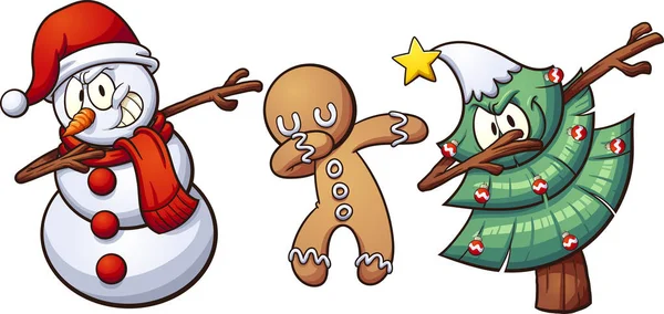 Christmas dabbing characters — Stock Vector