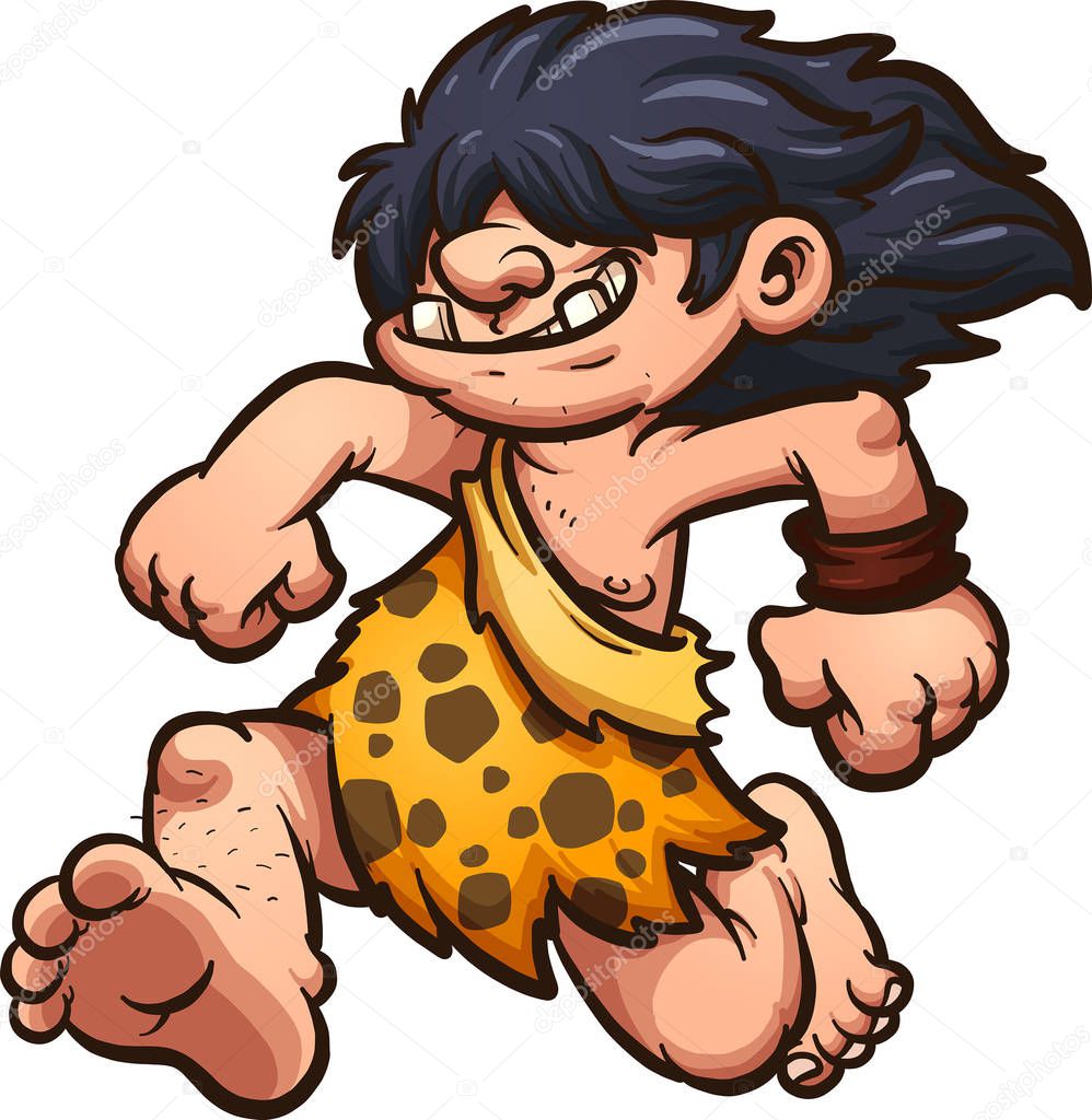 Running cartoon caveman