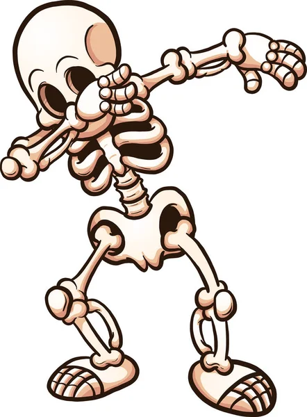 Dabbing esqueleto de dibujos animados — Vector de stock