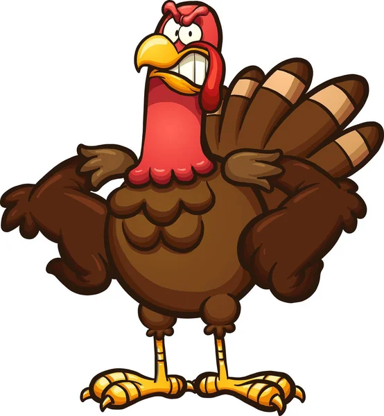 Angry Thanksgiving turkey — Stock Vector