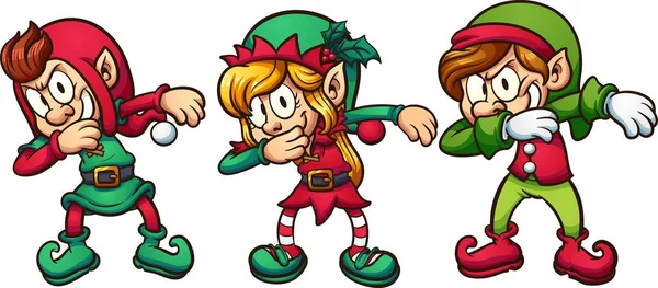 Dabbing Christmas elves — Stock Vector