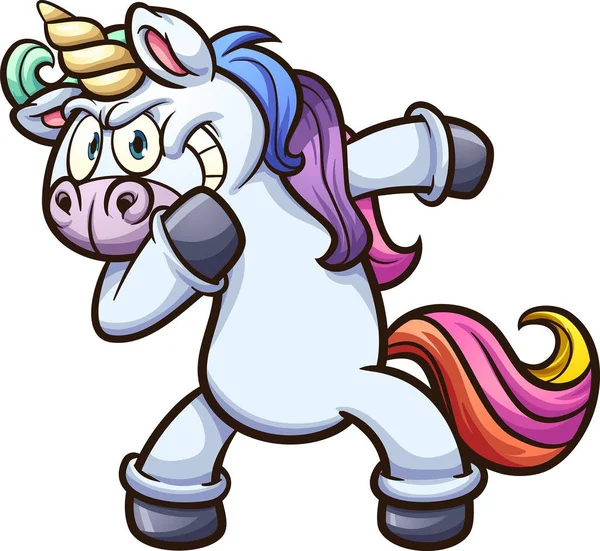 Dabbing cartoon unicorn — Stock Vector