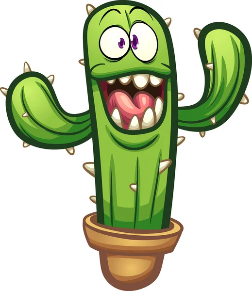 Boldog rajzfilm kaktusz — Stock Vector
