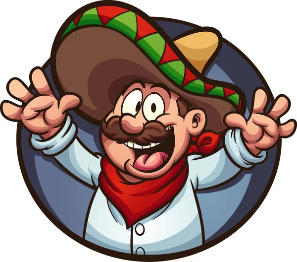 Feliz mexicano con los brazos en alto — Vector de stock