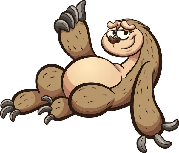Cartoon sloth lying down — Stock Vector