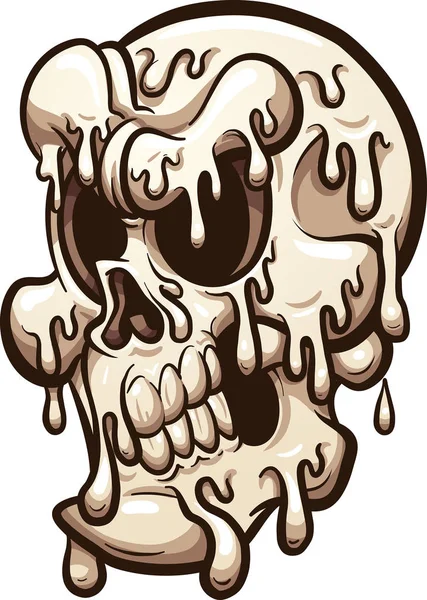 Smeltende cartoon schedel — Stockvector