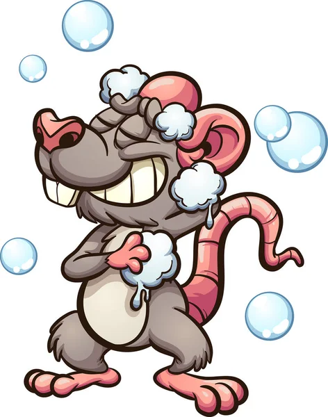 Cartoon shower rat — Stockvector