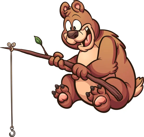 Pesca urso dos desenhos animados — Vetor de Stock