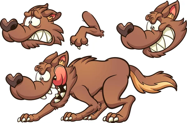漫画の茶色のオオカミ — ストックベクタ