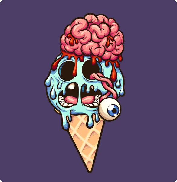 Cone de sorvete de zumbi — Vetor de Stock