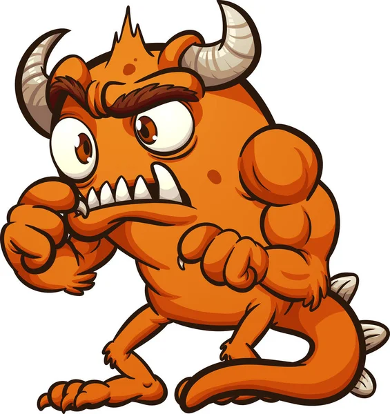 Oranje bezorgd cartoon monster — Stockvector