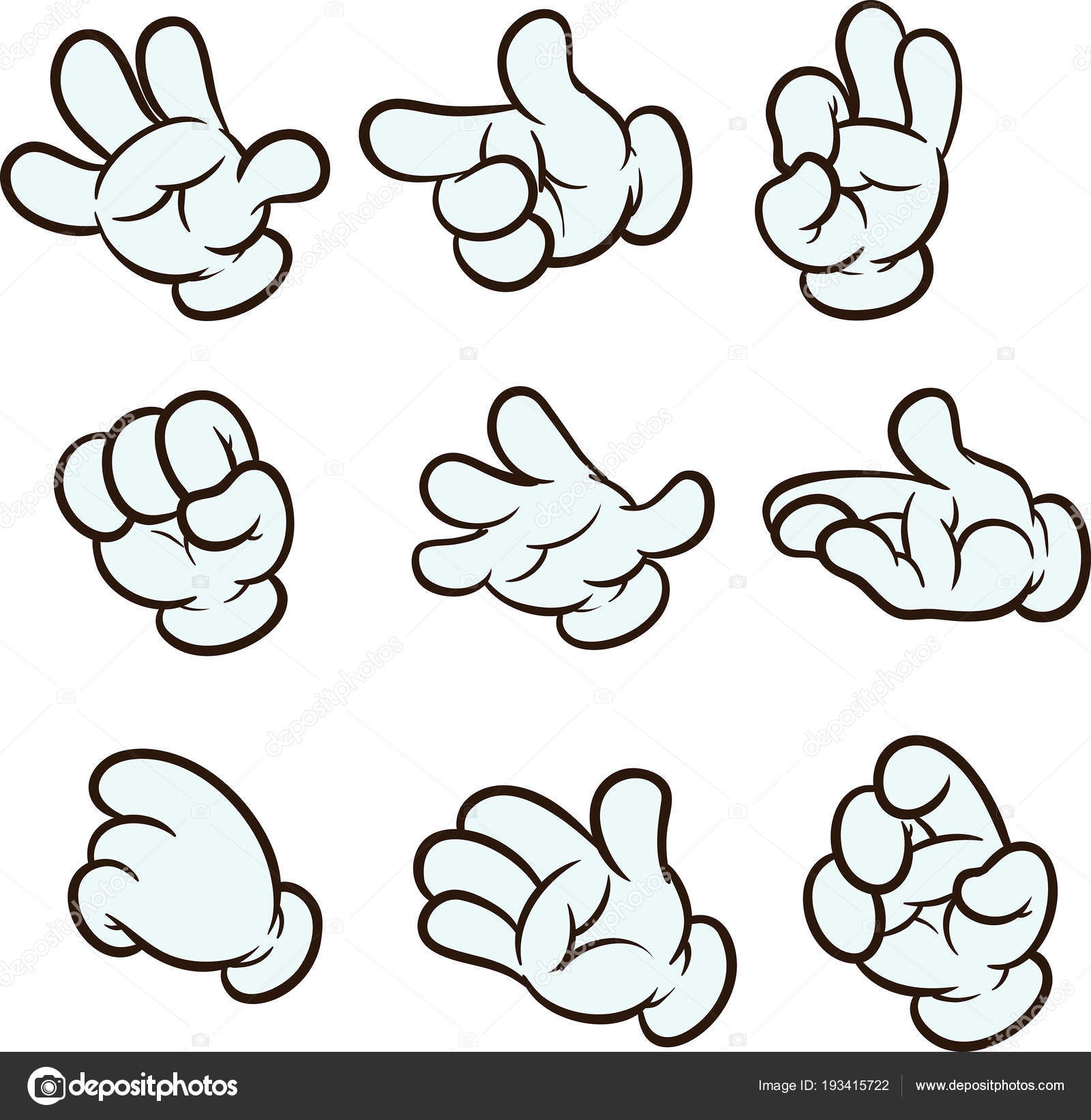 Cartoon gloves with different gestures Stock Vector Image by