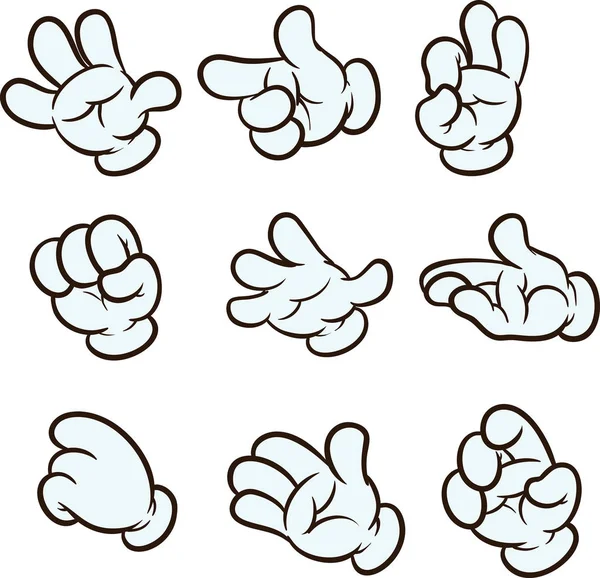 Карикатурные перчатки с различными жестами — стоковый вектор