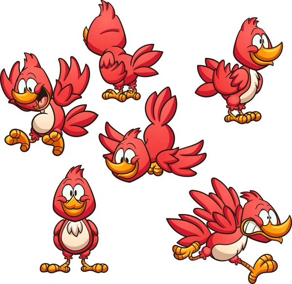 Roter Cartoon-Vogel — Stockvektor
