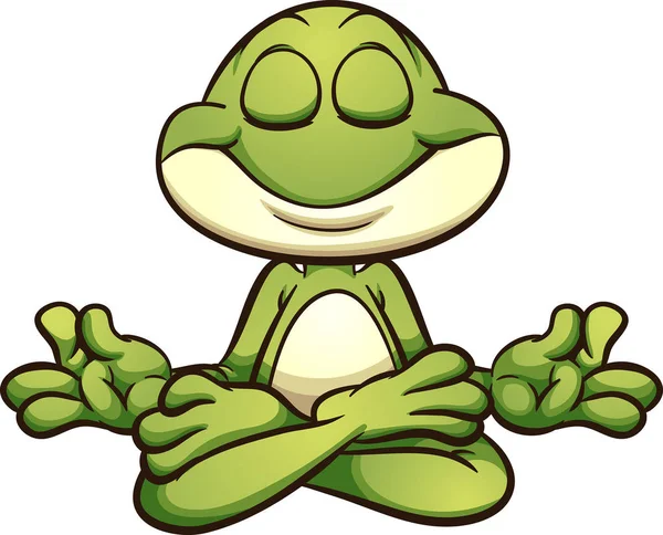 Medytując kreskówka żaba — Wektor stockowy