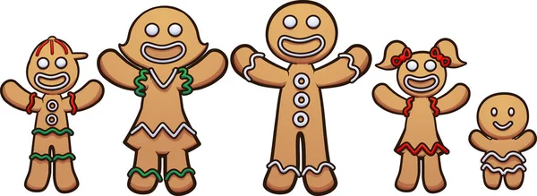Gingerbread family — Stock Vector