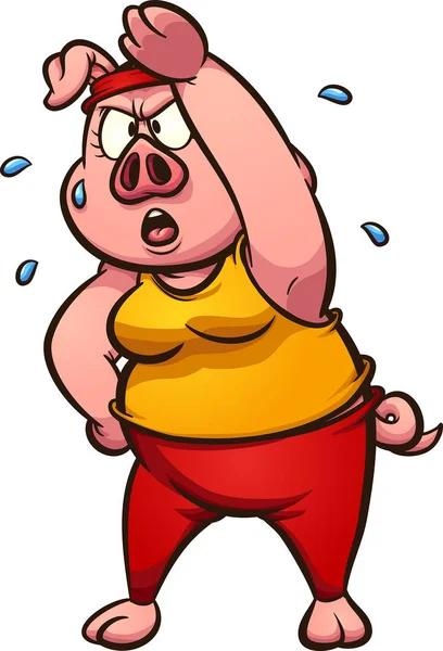 Exercising pig — Stock Vector