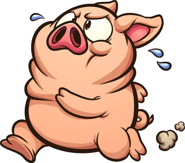 Жирна свиня біжить — стоковий вектор