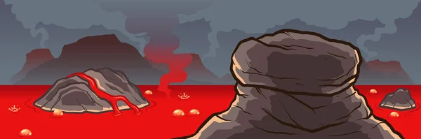 Lav Gölü Karikatür Arka Plan Manzarası Basit Gradyanlı Vektör Klipsi — Stok Vektör