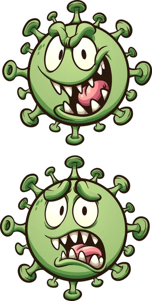 Carácter Feliz Triste Del Coronavirus Ilustración Clip Vectorial Con Gradientes — Archivo Imágenes Vectoriales