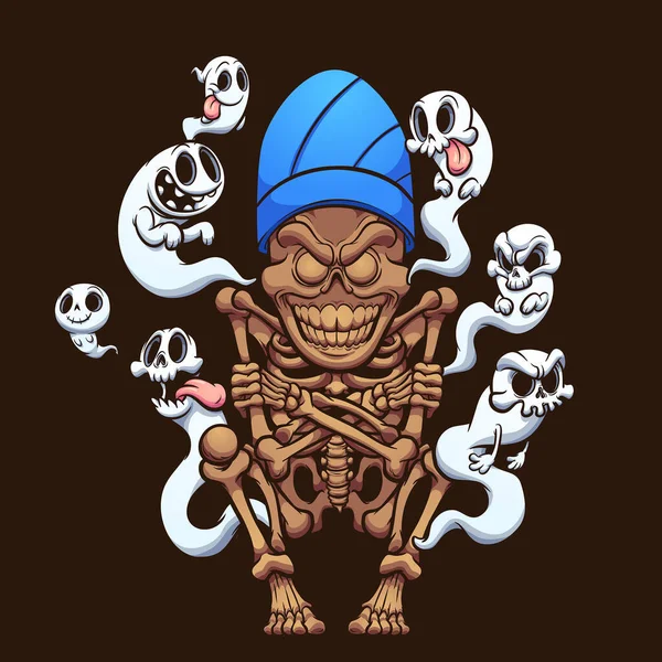 Mictalntecuhtli Prehispanic Mexican God Death Vector Cartoon Clip Art Illustration — Stock Vector