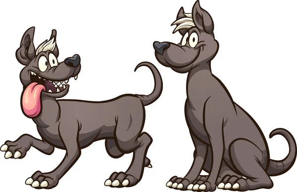 Kartun Meksiko Xolo Anjing Berbulu Berjalan Dan Duduk Vektor Gambar - Stok Vektor