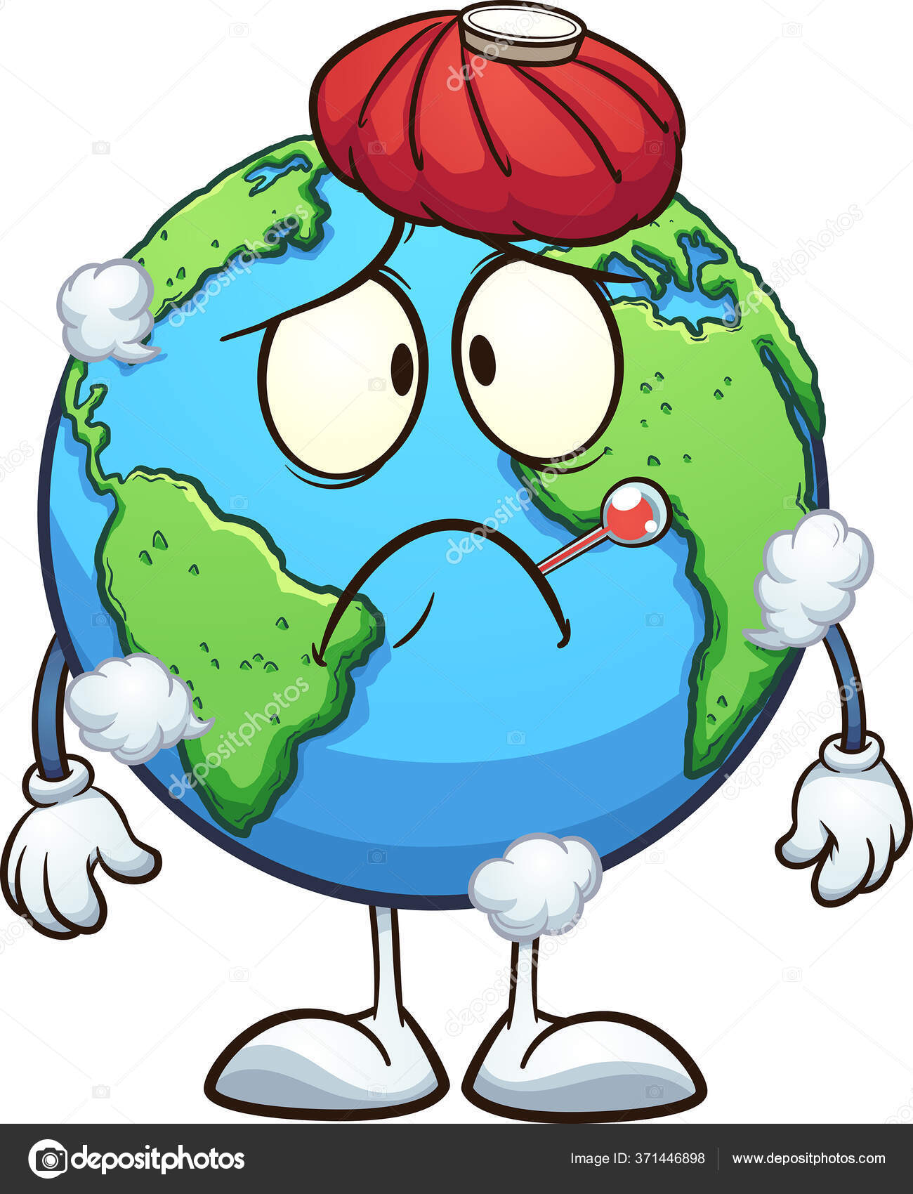 Doente Planeta Terra Dos Desenhos Animados Com Termômetro Saco Água Vetor  de stock de ©memoangeles 371446898, image size:1300x1700