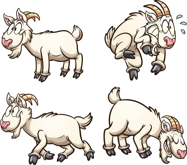 Cartoon Goat Different Poses Expressions Vector Cartoon Clip Art Illustration — Stock Vector