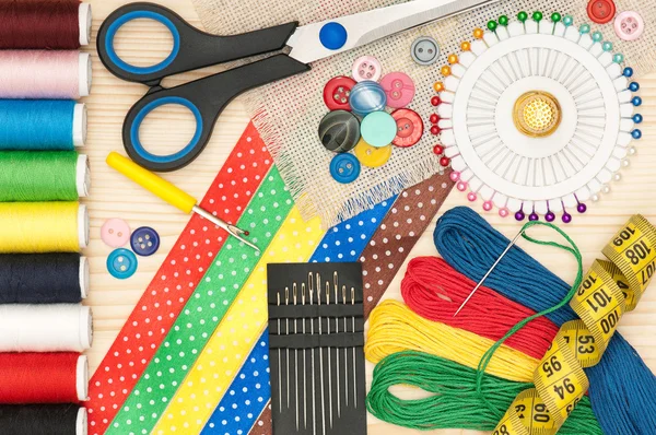 Accessori per cucire colorati — Foto Stock