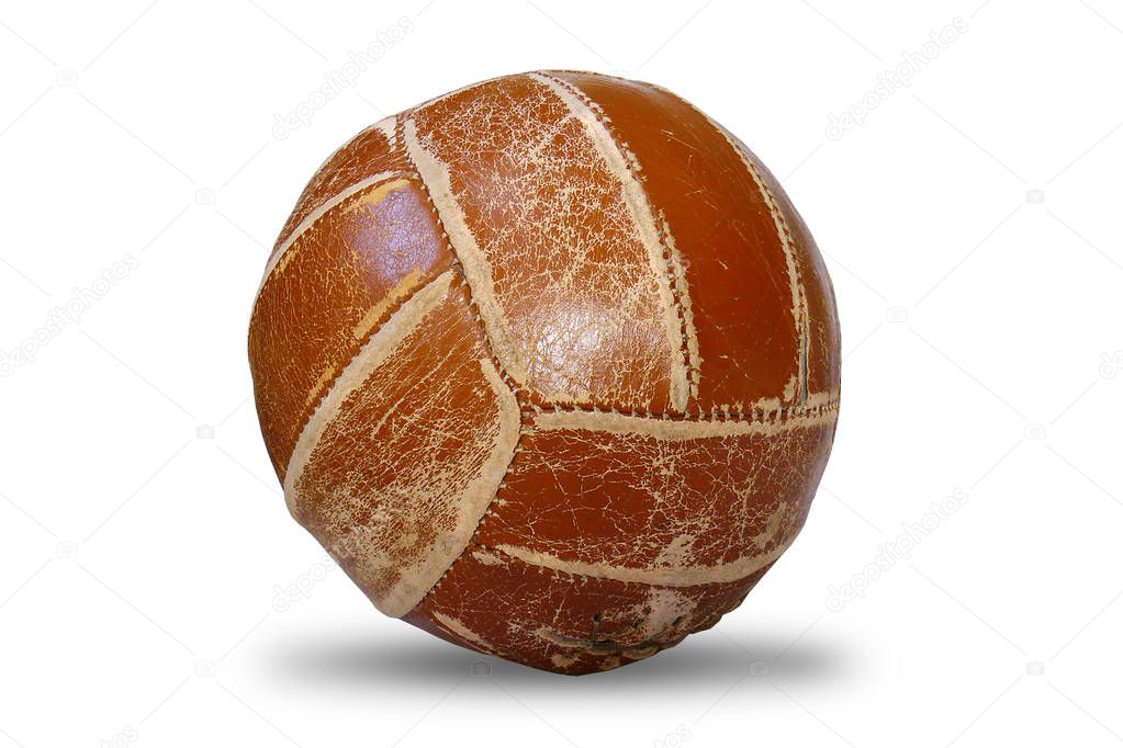 Volleyball old ball - isolated object on white