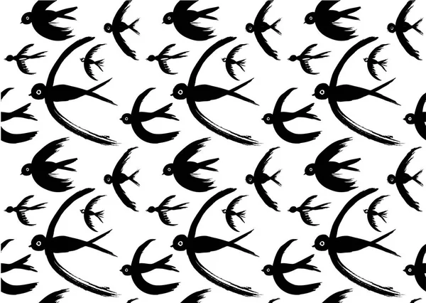 Swift Fly Birds Pattern — Stock Vector
