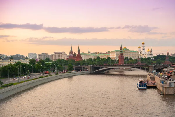 Moskou Kremlin Aan Rivier Moskou Rusland Panorama Van Het Oude — Stockfoto